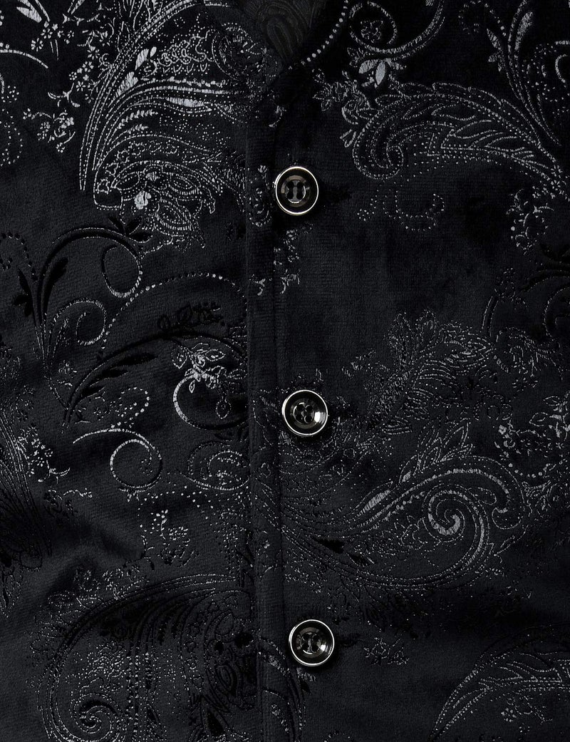 ZEROYAA Mens Hipster Black Paisley Single Breasted Suit Dress Vest/Tuxedo Waistcoat Z49 Black Large - Image 5